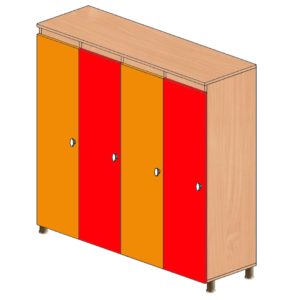 Шкафчики для раздевания детские четырехсекционные (1200×1340×320)