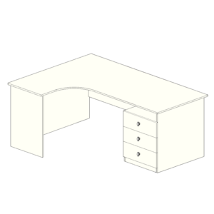Стол офисный угловой с тумбой «левый» (1300×1100×750)